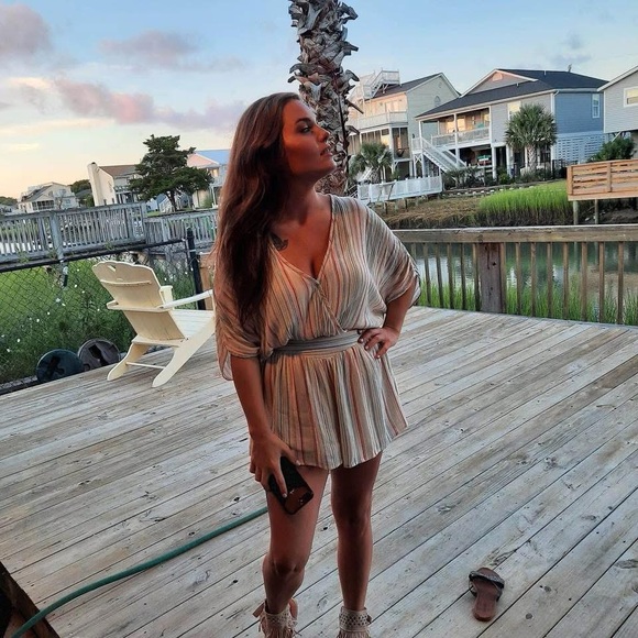 Urban Outfitters Pants - Urban Outfitters moonstruck stripe romper